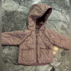 Zara Light Pink Quilted Jacket w Hood